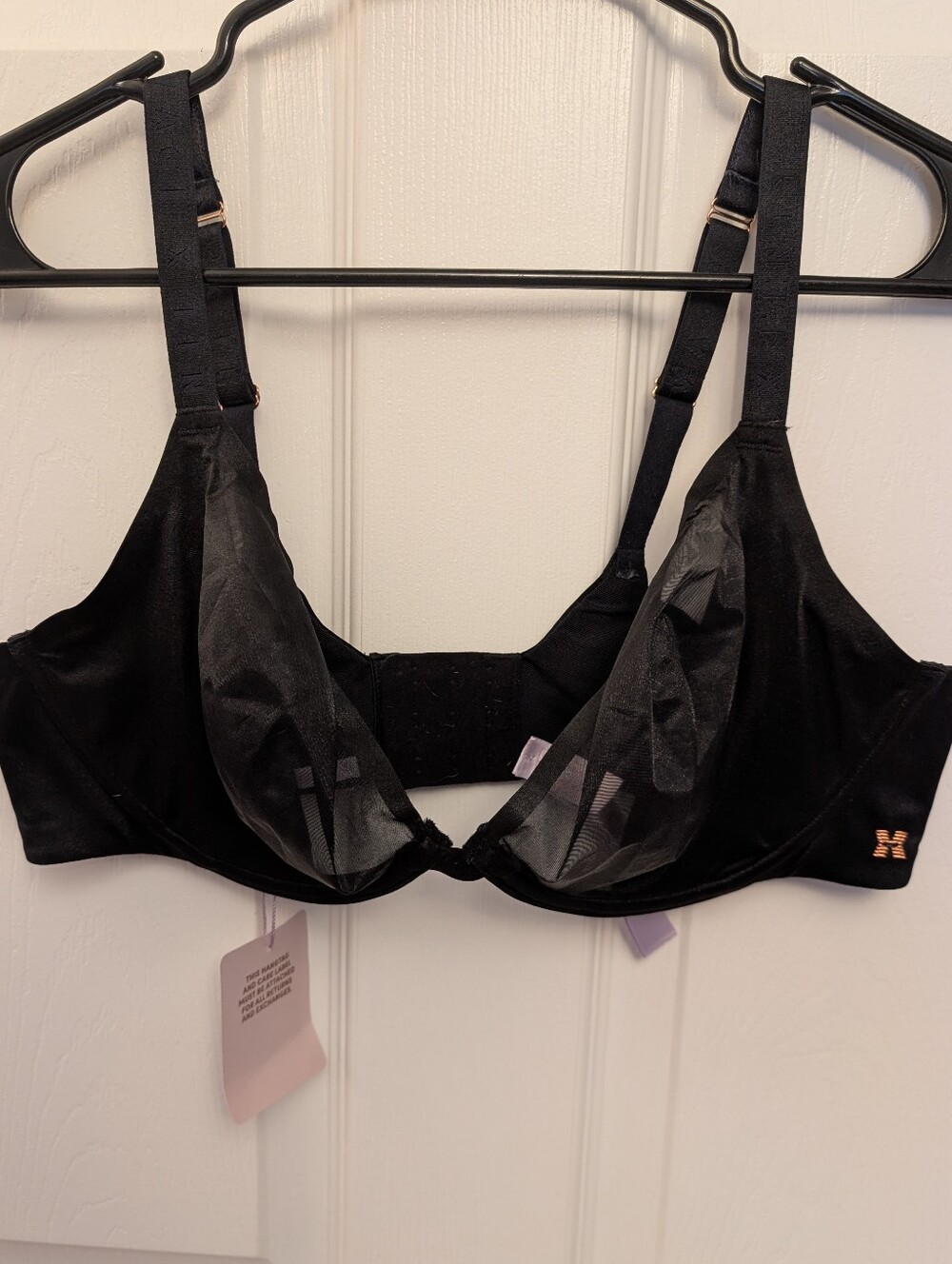 Savage X Fenty Black Sheer Mesh Underwire Bra -38DD